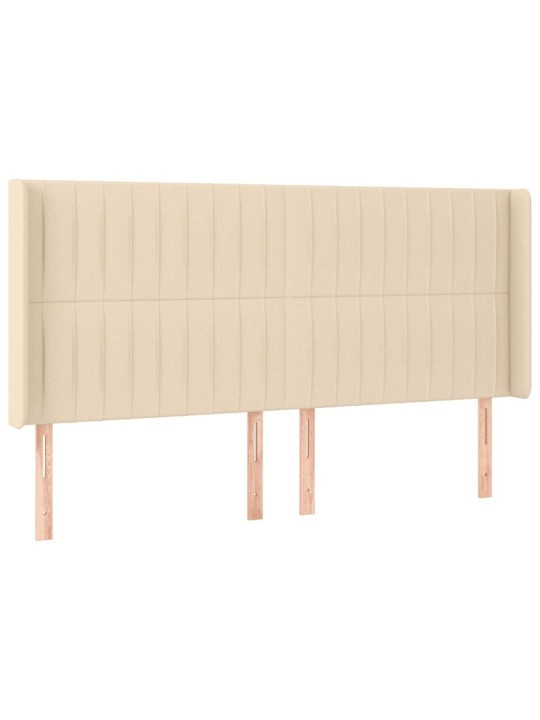 Gultas galvgalis ar led, 183x16x118/128 cm, krēmkrāsas audums