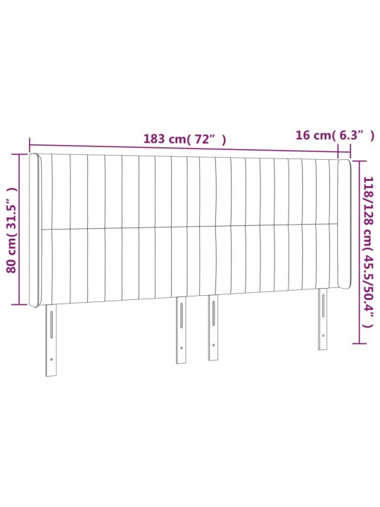 Gultas galvgalis ar led, 183x16x118/128 cm, zils audums
