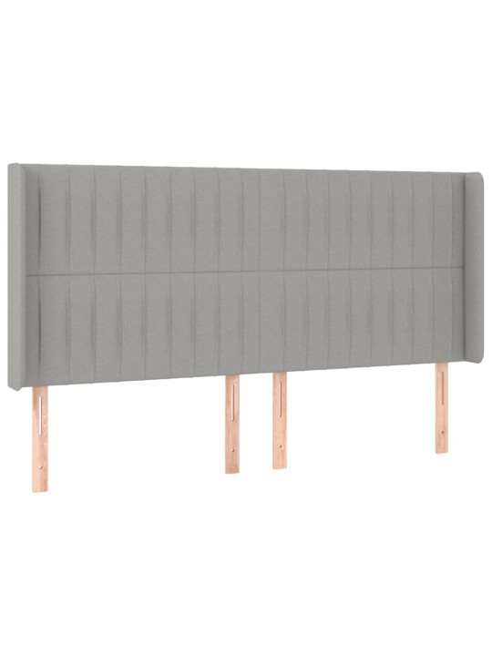 Gultas galvgalis ar led, 203x16x118/128 cm, gaiši pelēks audums