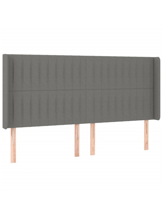 Gultas galvgalis ar LED, 203x16x118/128 cm, tumši pelēks audums