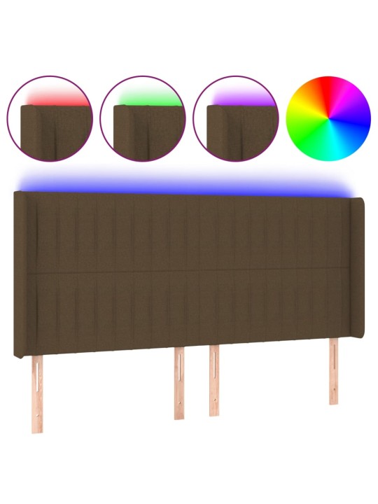 Gultas galvgalis ar led, 203x16x118/128 cm, tumši brūns audums