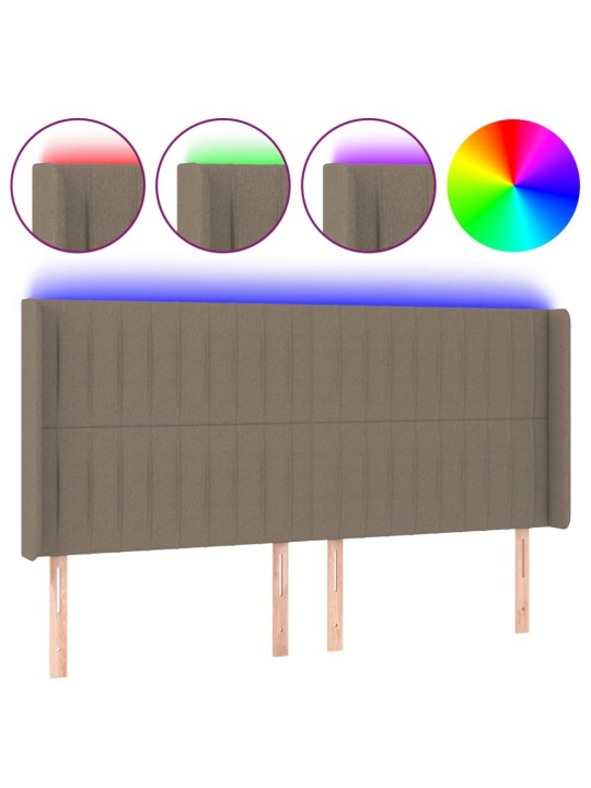 Gultas galvgalis ar led, 203x16x118/128 cm, pelēkbrūns audums