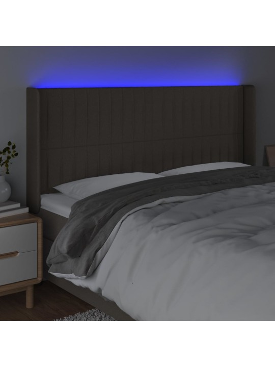 Gultas galvgalis ar led, 203x16x118/128 cm, pelēkbrūns audums