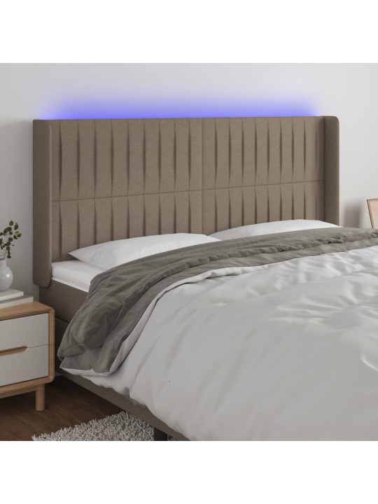 Gultas galvgalis ar led, 203x16x118/128 cm, pelēkbrūns audums