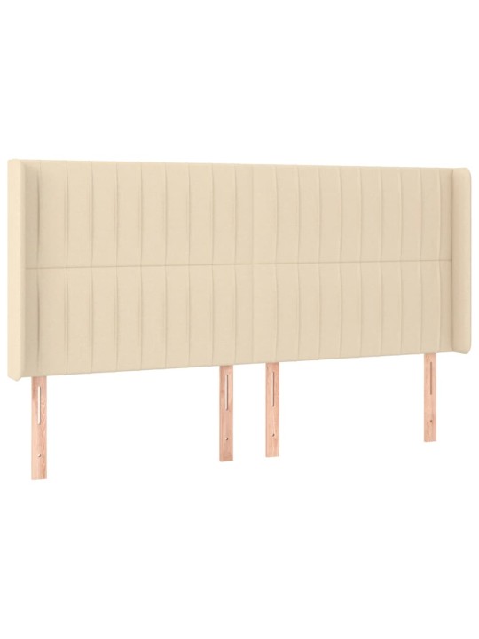 Gultas galvgalis ar led, 203x16x118/128 cm, krēmkrāsas audums
