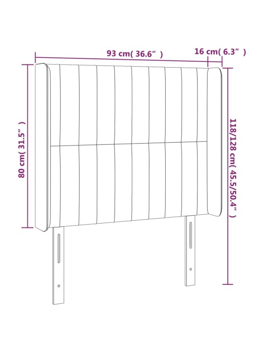 Gultas galvgalis ar led, 93x16x118/128 cm, gaiši pelēks samts