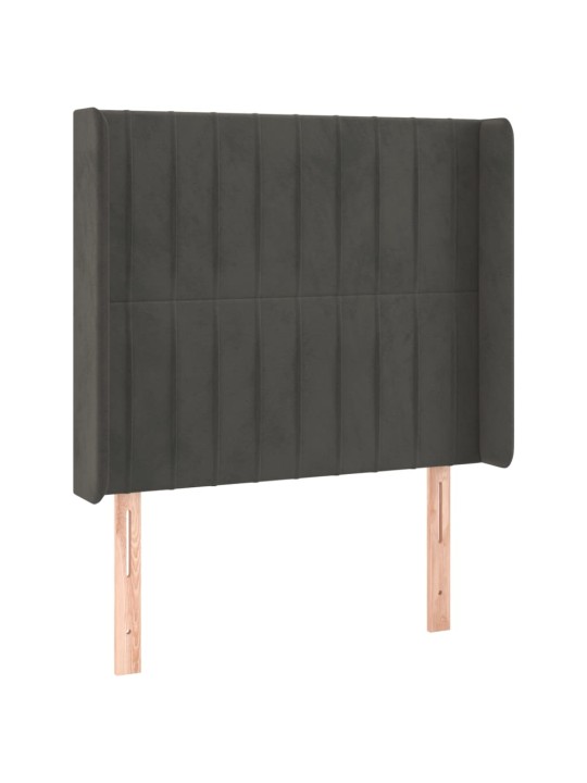 Gultas galvgalis ar led, 93x16x118/128 cm, tumši pelēks samts