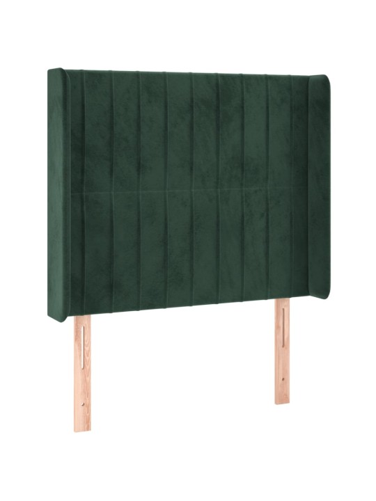 Gultas galvgalis ar led, 103x16x118/128 cm, tumši zaļš samts
