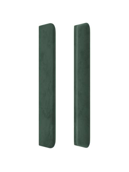 Gultas galvgalis ar led, 103x16x118/128 cm, tumši zaļš samts