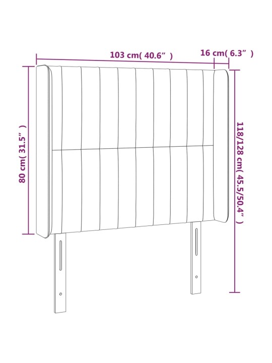 Gultas galvgalis ar LED, 103x16x118/128 cm, rozā samts