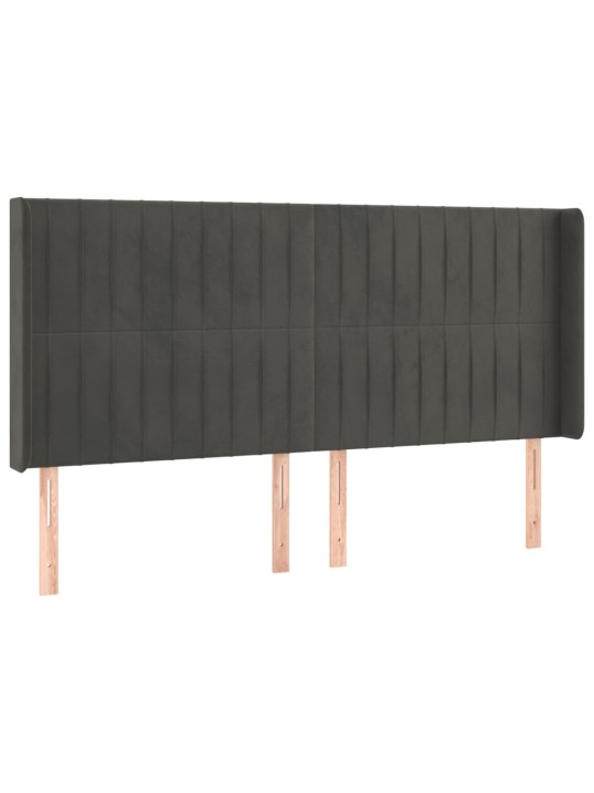 Gultas galvgalis ar led, 203x16x118/128 cm, tumši pelēks samts