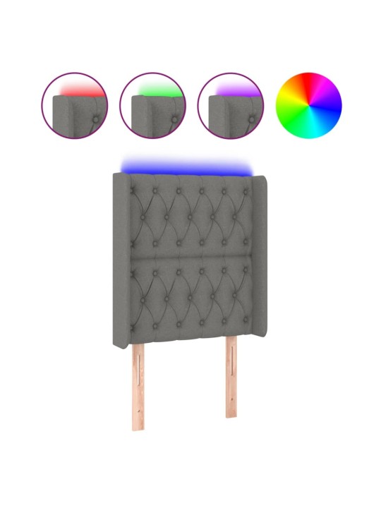 Gultas galvgalis ar led, 83x16x118/128 cm, tumši pelēks audums