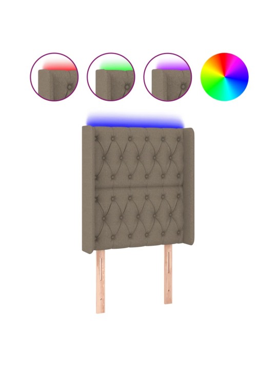 Gultas galvgalis ar led, 83x16x118/128 cm, pelēkbrūns audums