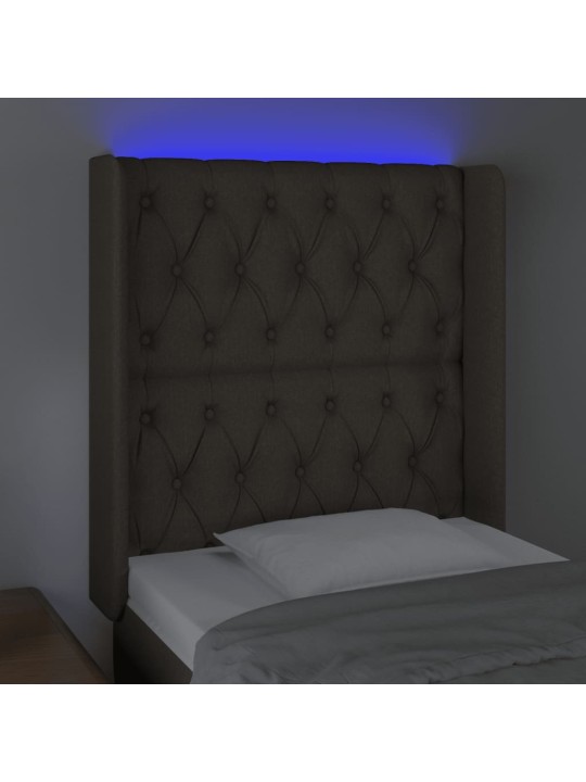 Gultas galvgalis ar led, 83x16x118/128 cm, pelēkbrūns audums