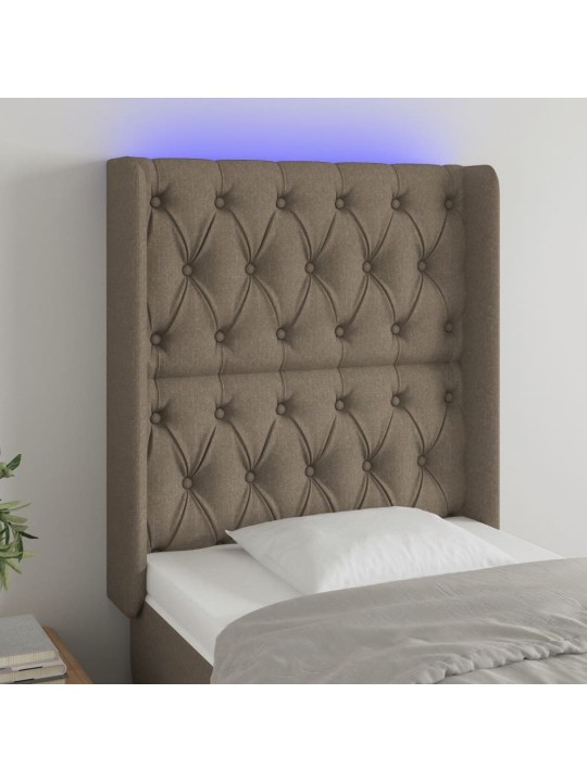 Gultas galvgalis ar led, 83x16x118/128 cm, pelēkbrūns audums