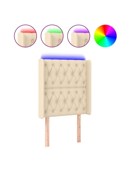 Gultas galvgalis ar led, 83x16x118/128 cm, krēmkrāsas audums