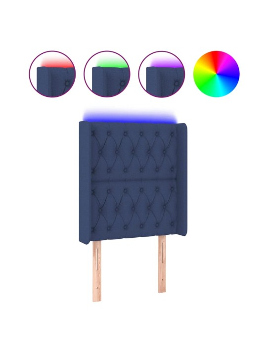 Gultas galvgalis ar LED, 83x16x118/128 cm, zils audums