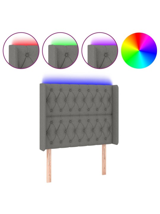 Gultas galvgalis ar led, 93x16x118/128 cm, tumši pelēks audums