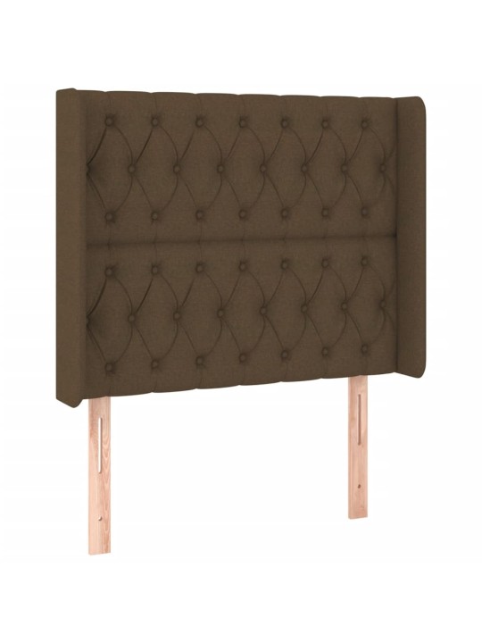 Gultas galvgalis ar LED, 93x16x118/128 cm, tumši brūns audums