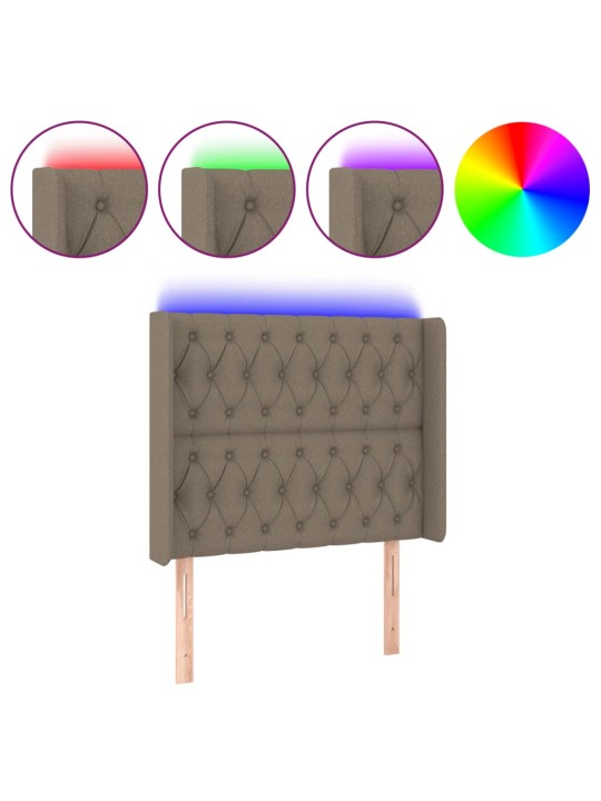 Gultas galvgalis ar led, 93x16x118/128 cm, pelēkbrūns audums