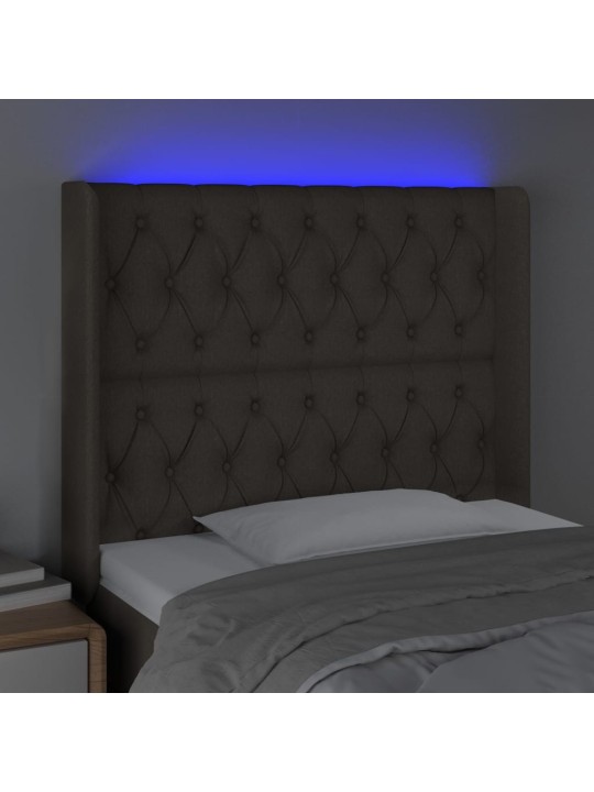 Gultas galvgalis ar led, 93x16x118/128 cm, pelēkbrūns audums