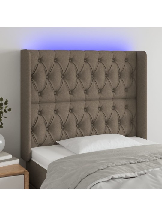 Gultas galvgalis ar led, 93x16x118/128 cm, pelēkbrūns audums
