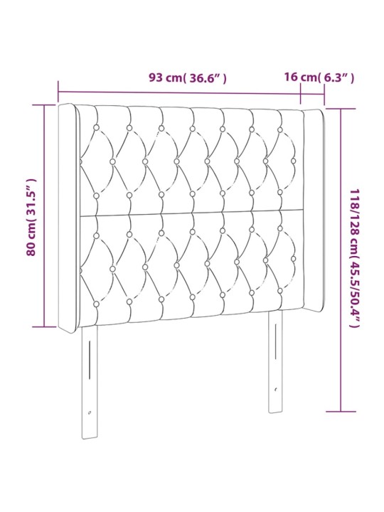 Gultas galvgalis ar led, 93x16x118/128 cm, zils audums