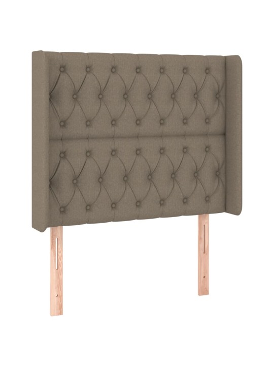 Gultas galvgalis ar LED, 103x16x118/128 cm, pelēkbrūns audums