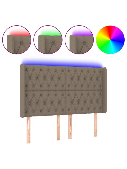Gultas galvgalis ar led, 147x16x118/128 cm, pelēkbrūns audums