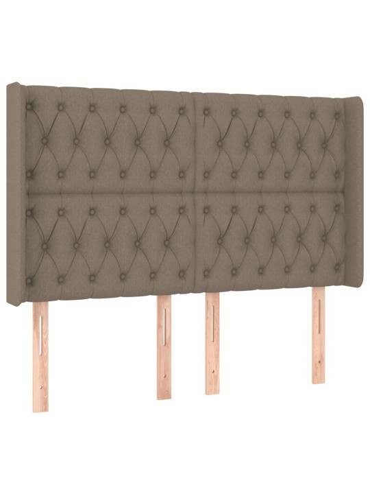 Gultas galvgalis ar led, 147x16x118/128 cm, pelēkbrūns audums