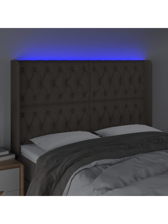 Gultas galvgalis ar led, 147x16x118/128 cm, pelēkbrūns audums