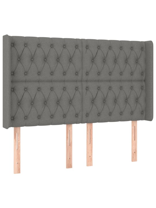 Gultas galvgalis ar LED, 163x16x118/128 cm, tumši pelēks audums