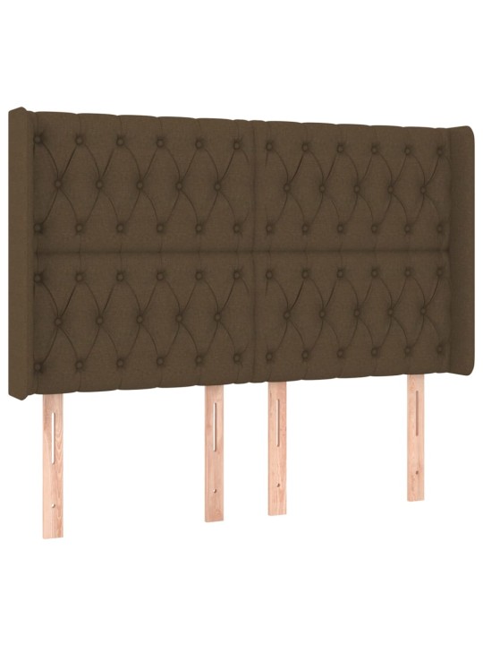 Gultas galvgalis ar LED, 163x16x118/128 cm, tumši brūns audums
