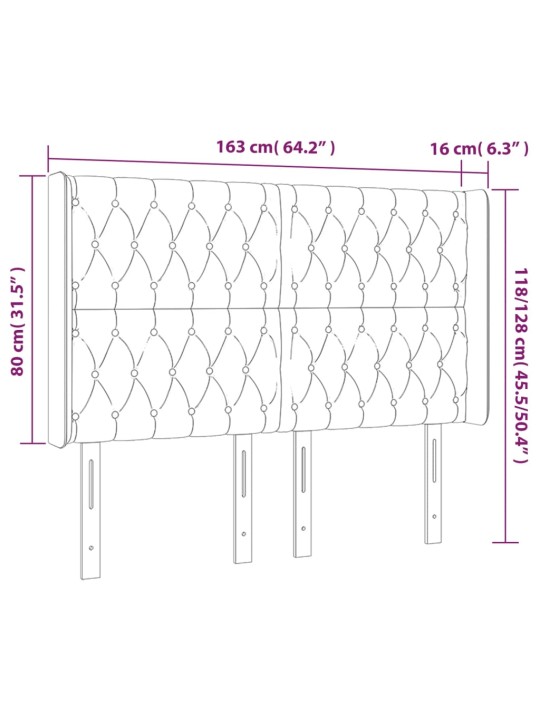 Gultas galvgalis ar LED, 163x16x118/128 cm, zils audums