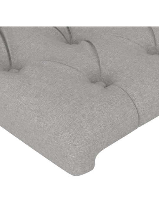 Gultas galvgalis ar led, 203x16x118/128 cm, gaiši pelēks audums