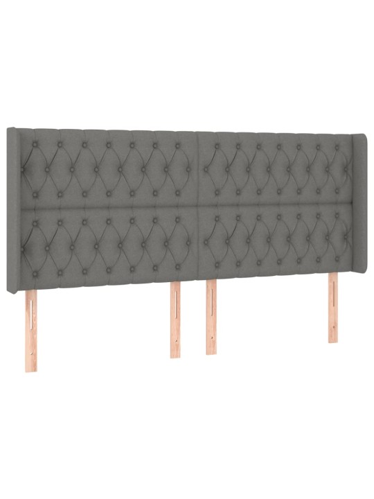 Gultas galvgalis ar LED, 203x16x118/128 cm, tumši pelēks audums