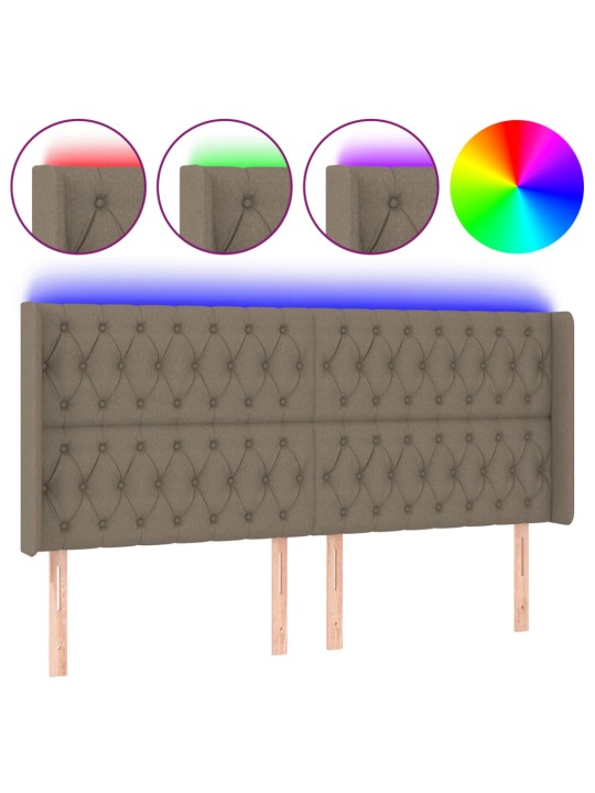Gultas galvgalis ar led, 203x16x118/128 cm, pelēkbrūns audums