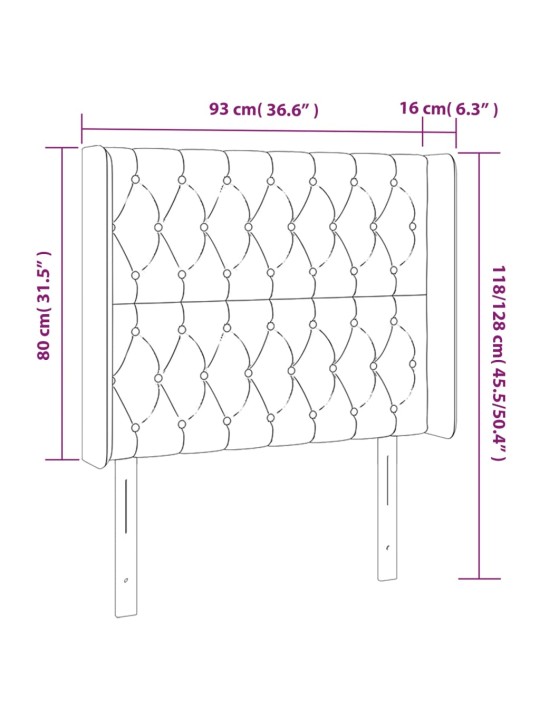 Gultas galvgalis ar led, 93x16x118/128 cm, tumši pelēks samts