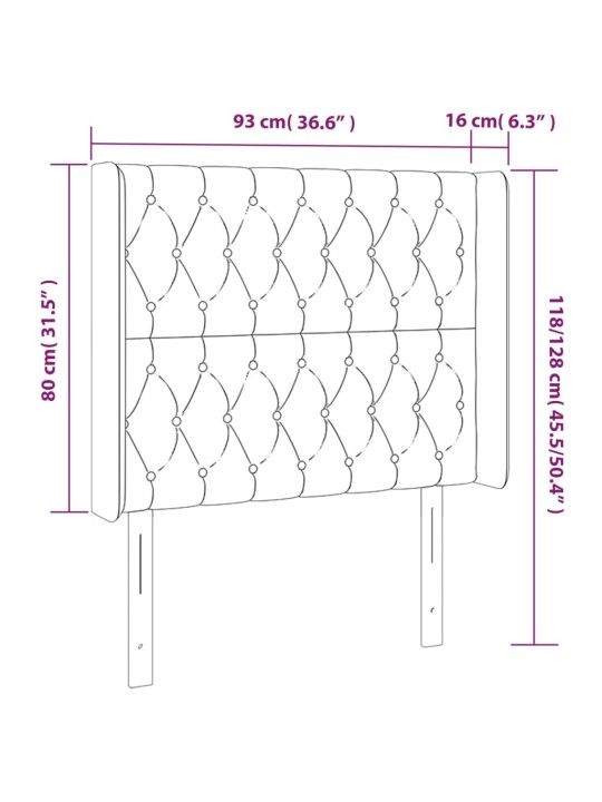 Gultas galvgalis ar led, 93x16x118/128 cm, tumši zils samts