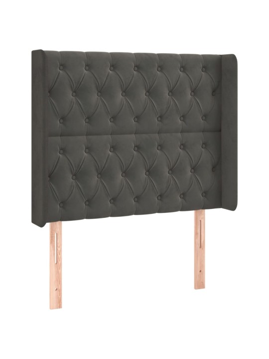 Gultas galvgalis ar LED, 103x16x118/128 cm, tumši pelēks samts
