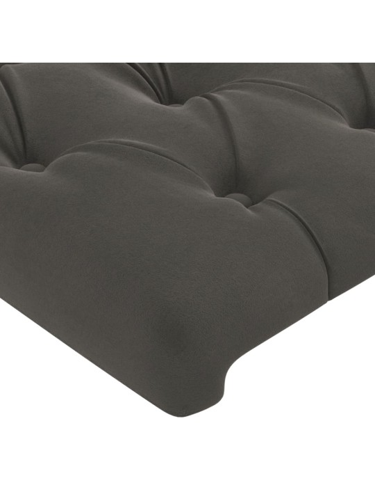 Gultas galvgalis ar led, 203x16x118/128 cm, tumši pelēks samts