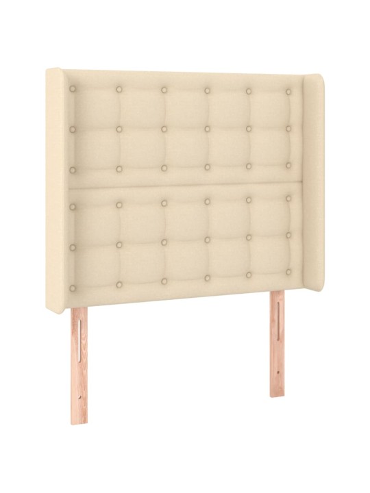 Gultas galvgalis ar led, 83x16x118/128 cm, krēmkrāsas audums