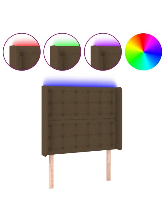 Gultas galvgalis ar led, 93x16x118/128 cm, tumši brūns audums
