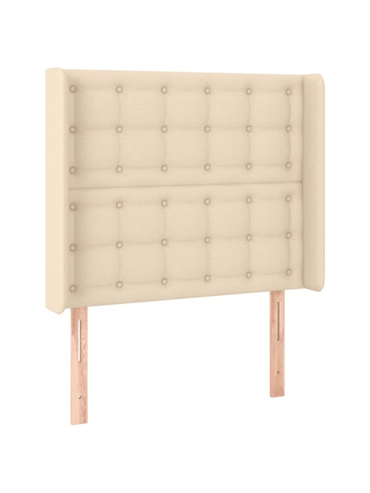 Gultas galvgalis ar led, 93x16x118/128 cm, krēmkrāsas audums