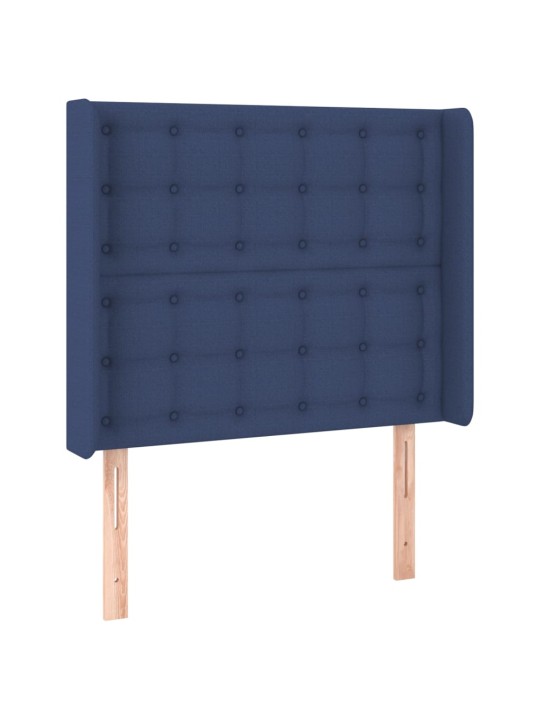 Gultas galvgalis ar led, 93x16x118/128 cm, zils audums