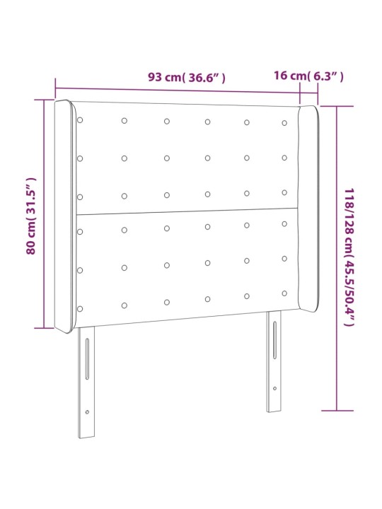 Gultas galvgalis ar led, 93x16x118/128 cm, zils audums