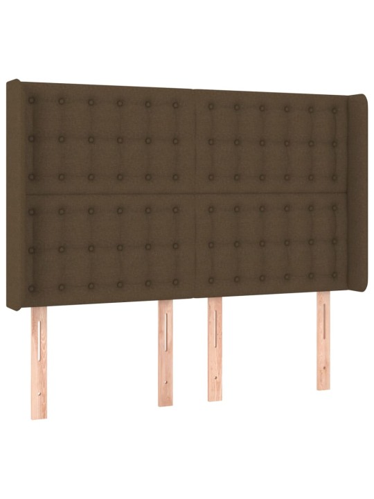 Gultas galvgalis ar LED, 147x16x118/128 cm, tumši brūns audums