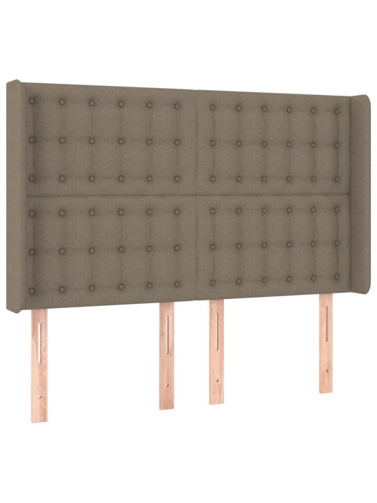 Gultas galvgalis ar LED, 147x16x118/128 cm, pelēkbrūns audums