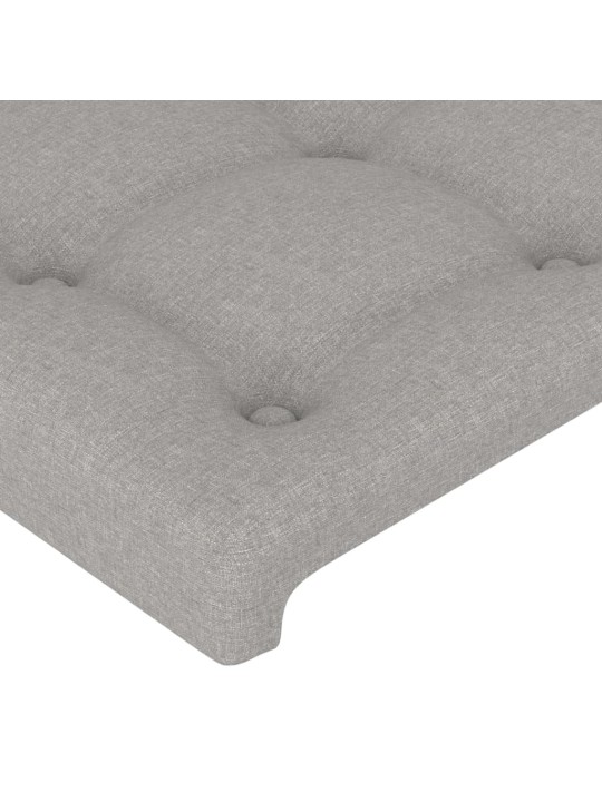 Gultas galvgalis ar LED, 163x16x118/128 cm, gaiši pelēks audums