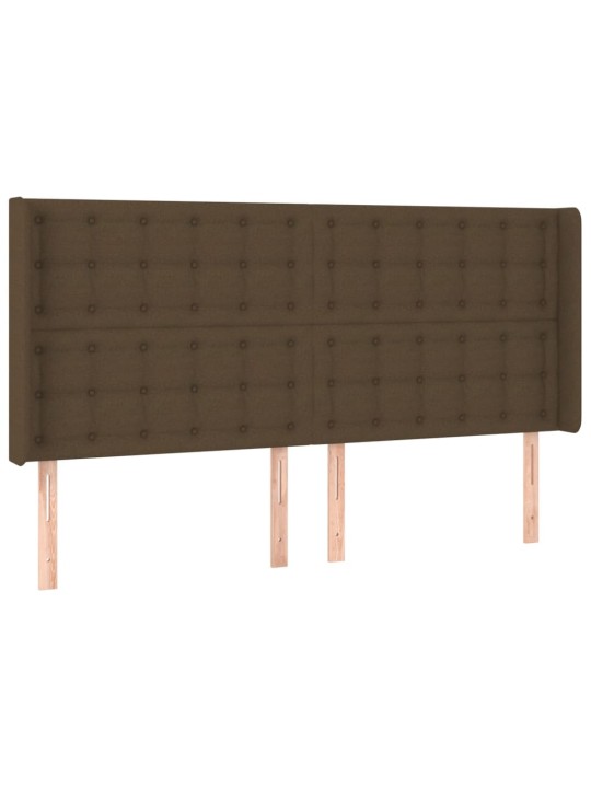 Gultas galvgalis ar LED, 163x16x118/128 cm, tumši brūns audums
